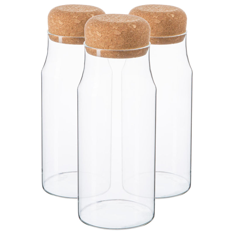 720ml Glass Storage Bottles with Cork Lid - Pack of 3 - By Argon Tableware