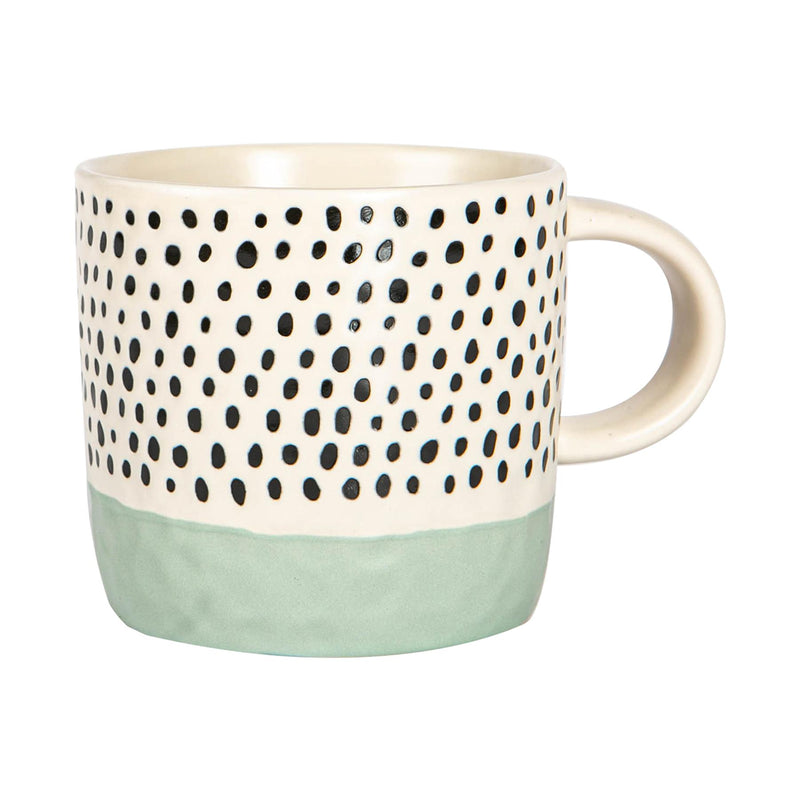 385ml Dipped Spot Stoneware Coffee Mugs - Pack of 6 - By Nicola Spring