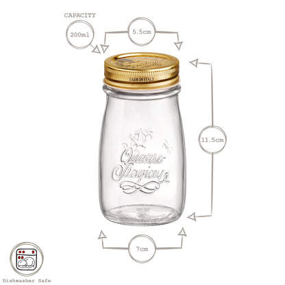 200ml Quattro Stagioni Glass Bottles with Screw Top Lid - Pack of Three