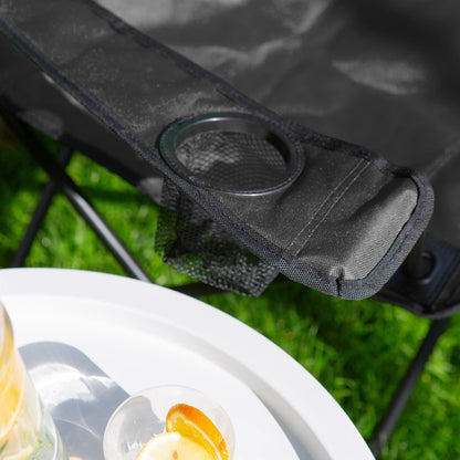 Folding Black Canvas Camping Chairs - Pack of 2