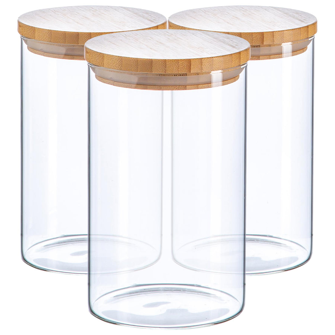 1L Wooden Lid Storage Jars - Pack of 3 - By Argon Tableware