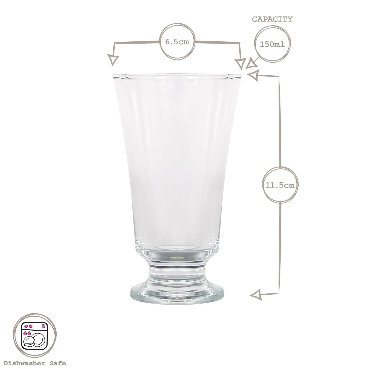 150ml Troya Glass Footed Tumblers - Pack of Six