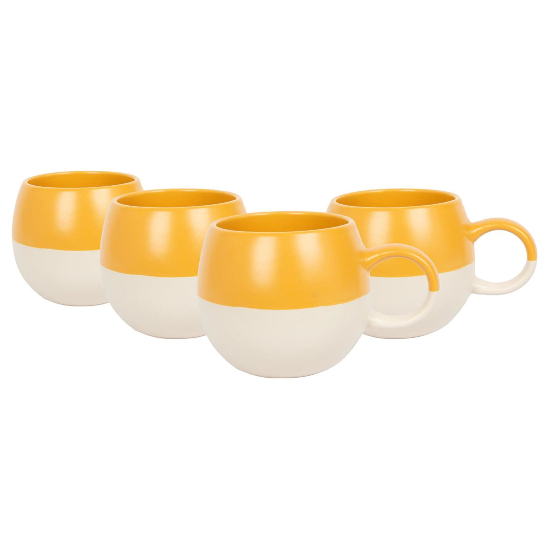 340ml Mustard Two-Tone Sphere Stoneware Mugs - Pack of 4