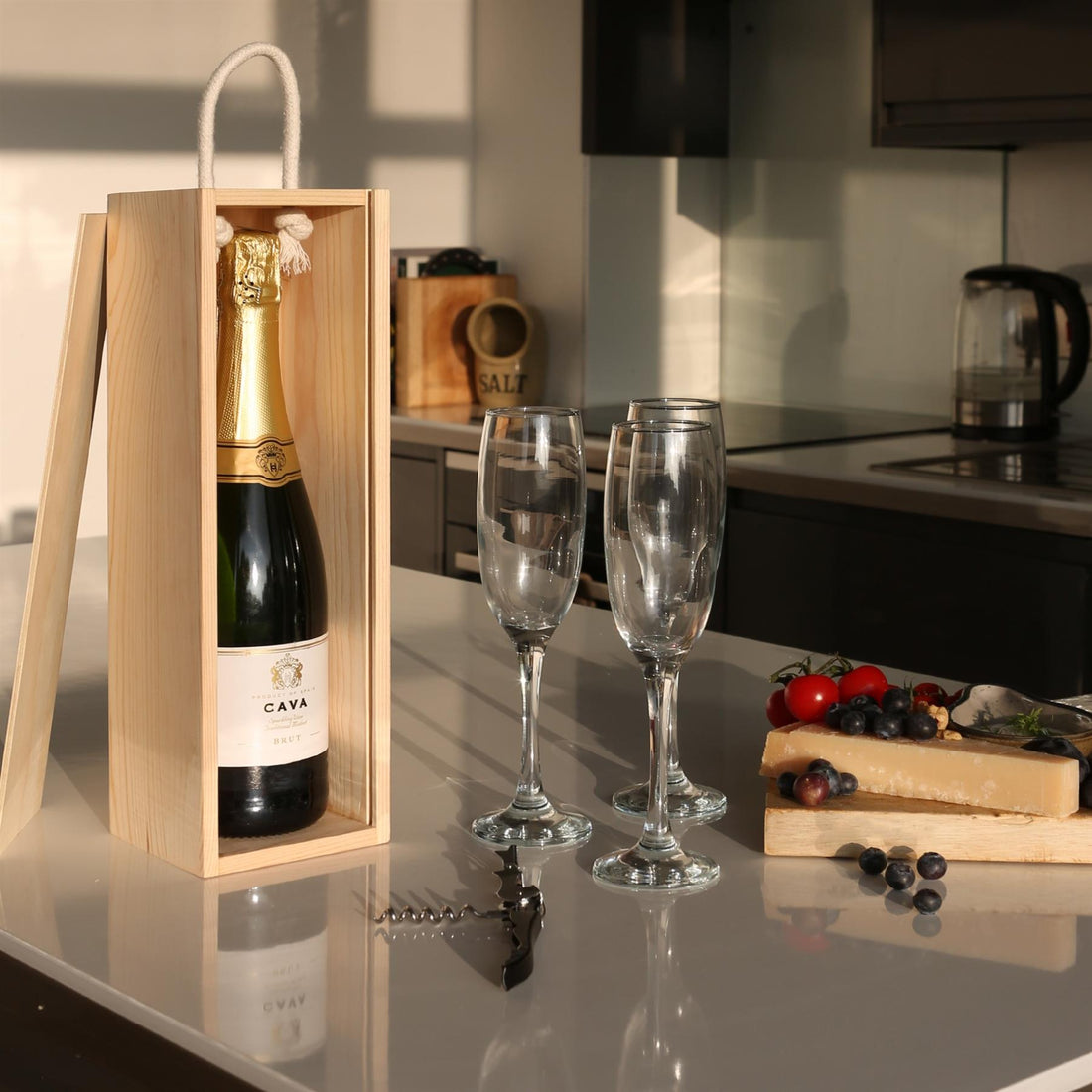 Single Bottle Wooden Champagne Wine Box