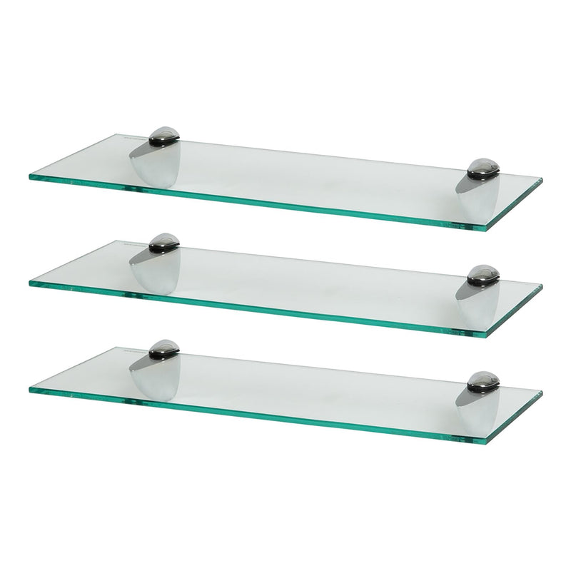 Floating Glass Bathroom Shelves - 50cm - Pack of 3 - By Harbour Housewares