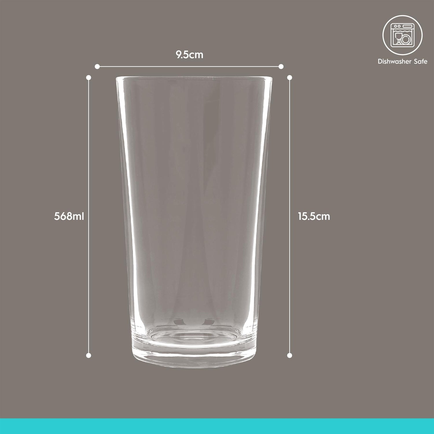 568ml (20oz) Conical Pint Beer Glasses - Pack of 24