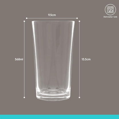 568ml (20oz) Conical Pint Beer Glasses - Pack of 24