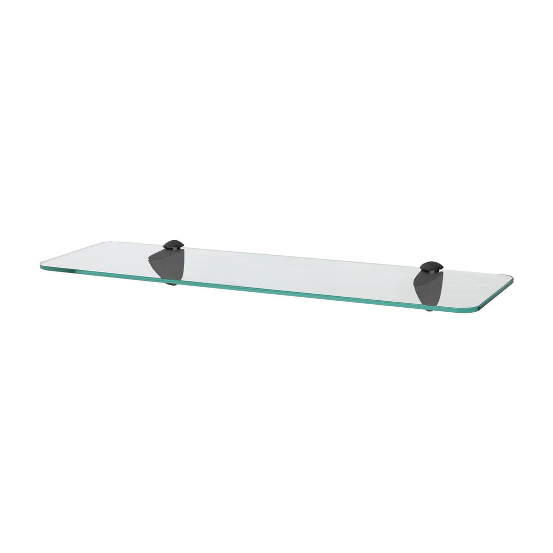 50cm Rounded Floating Glass Bathroom Shelf with Black Brackets