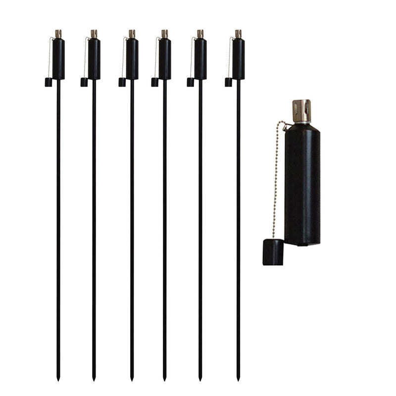 1.46m Round Metal Garden Fire Torches - Pack of 6 - By Harbour Housewares