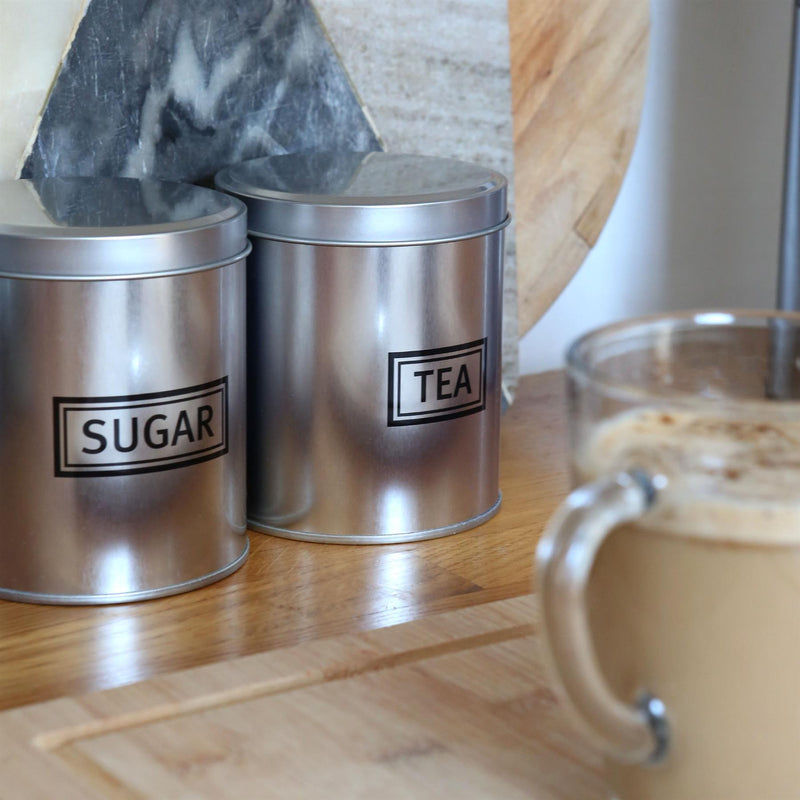 3pc Round Metal Tea Coffee Sugar Canister Set - By Harbour Housewares