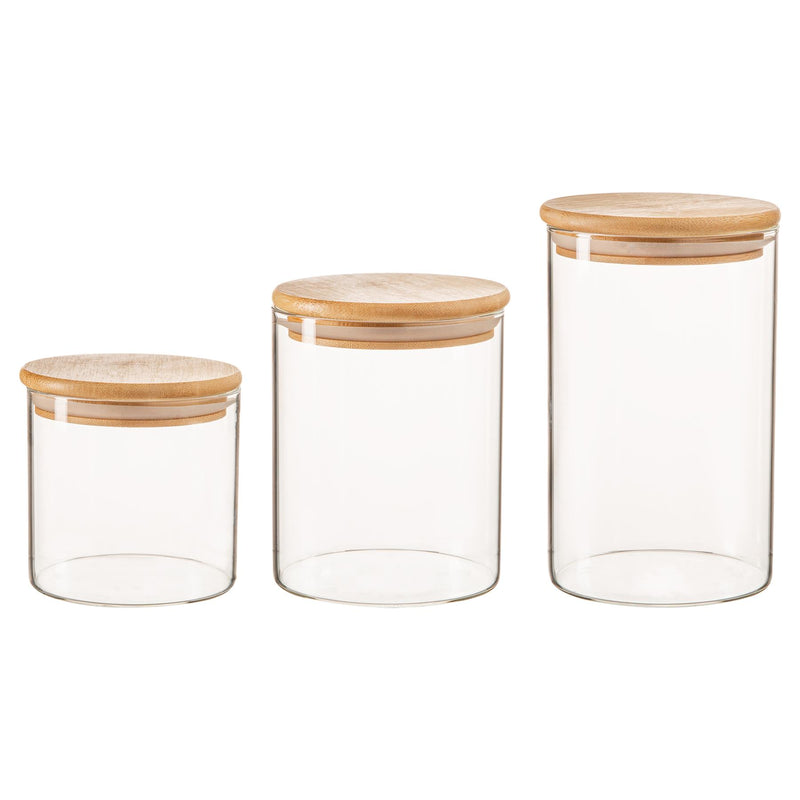 3pc Wooden Lid Storage Jar Set - By Argon Tableware