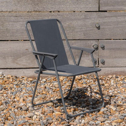 Grey Folding Metal Beach Chairs - Pack of 2