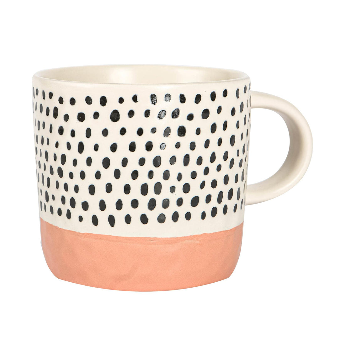 385ml Pink Two-Tone Polka Dot Stoneware Coffee Mug