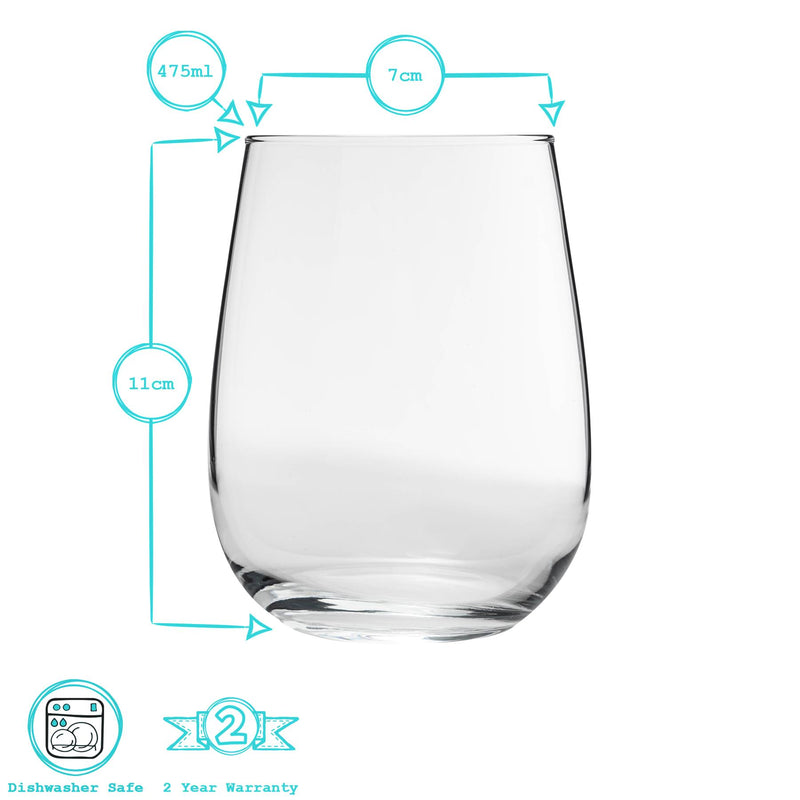 475ml Corto Stemless Red Wine Glasses - Pack of Six - By Argon Tableware