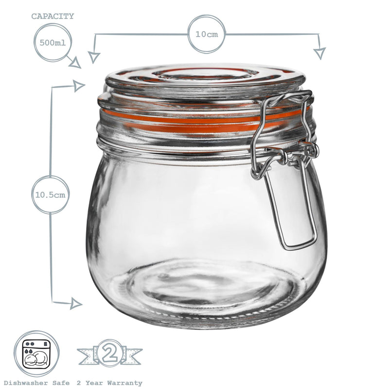 500ml Classic Glass Storage Jars - Pack of 3 - By Argon Tableware