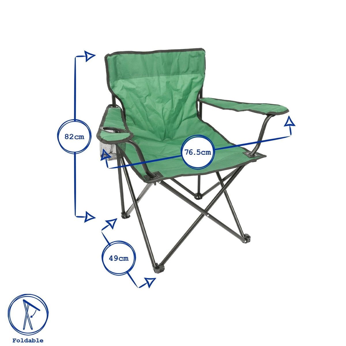 Folding Green Canvas Camping Chairs - Pack of 2