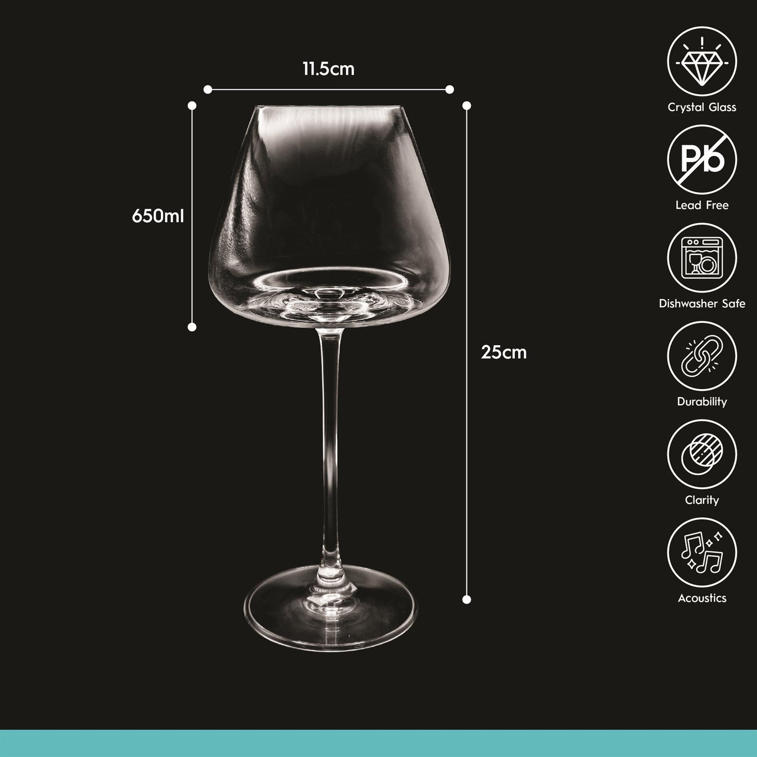 650ml Dulwich Crystal Red Wine Glasses - Pack of Six