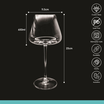 650ml Dulwich Crystal Red Wine Glasses - Pack of Six