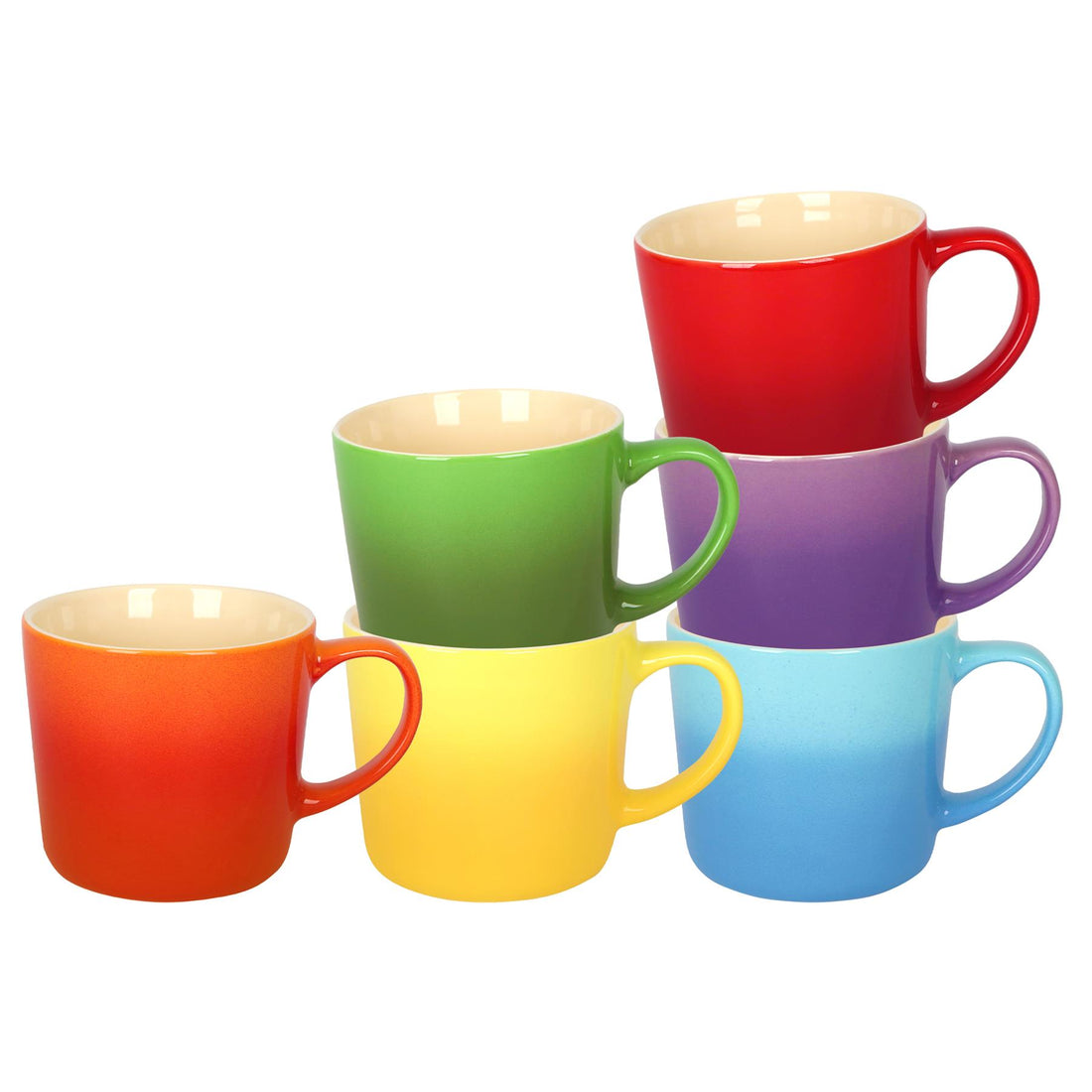 330ml Ombre New Bone China Mugs - 6-Colour Assortment - Pack of 6