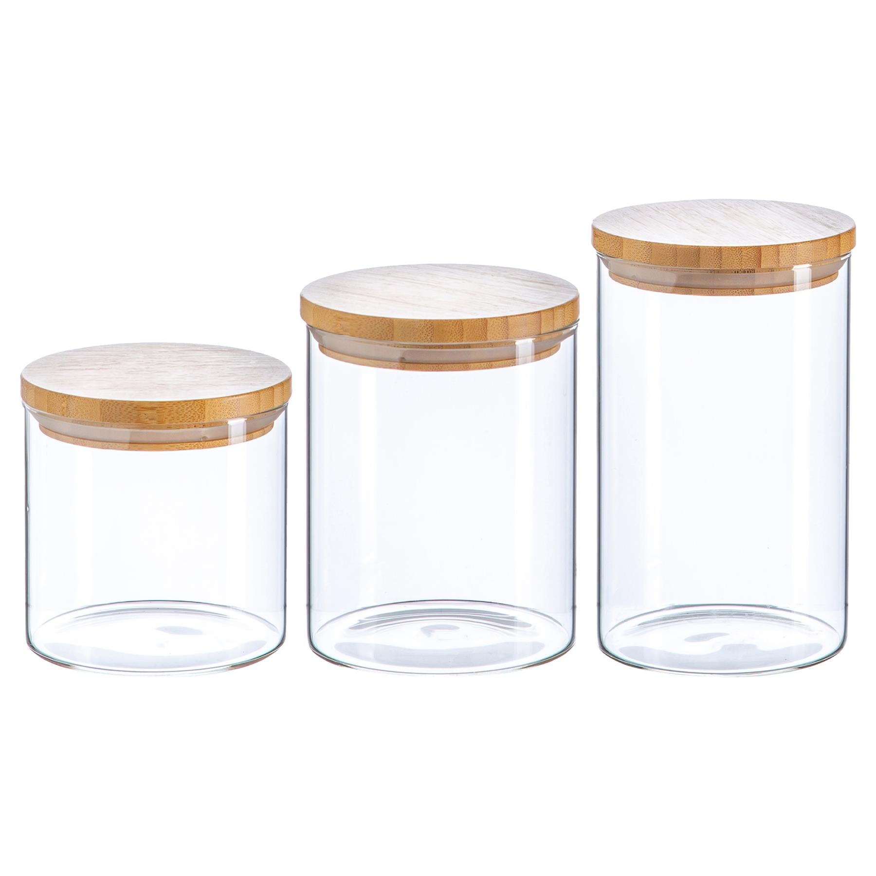 3pc Wooden Lid Storage Jar Set - By Argon Tableware