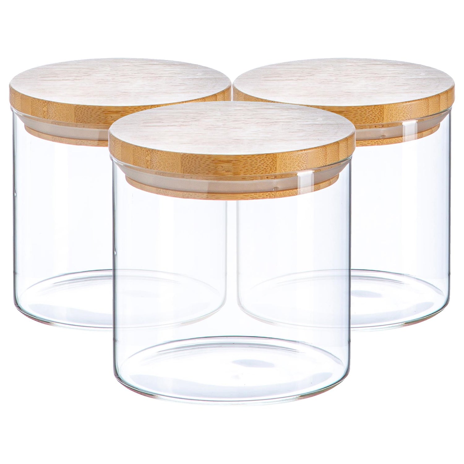 550ml Wooden Lid Storage Jars - Pack of 3 - By Argon Tableware