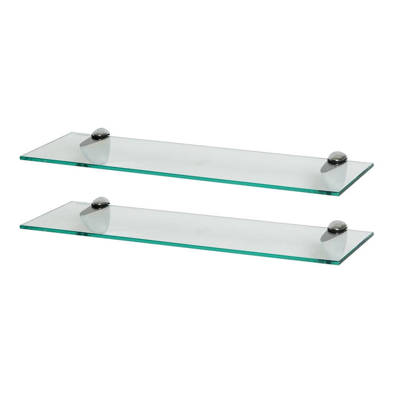 Floating Glass Bathroom Shelves - 60cm - Pack of 2 - By Harbour Housewares