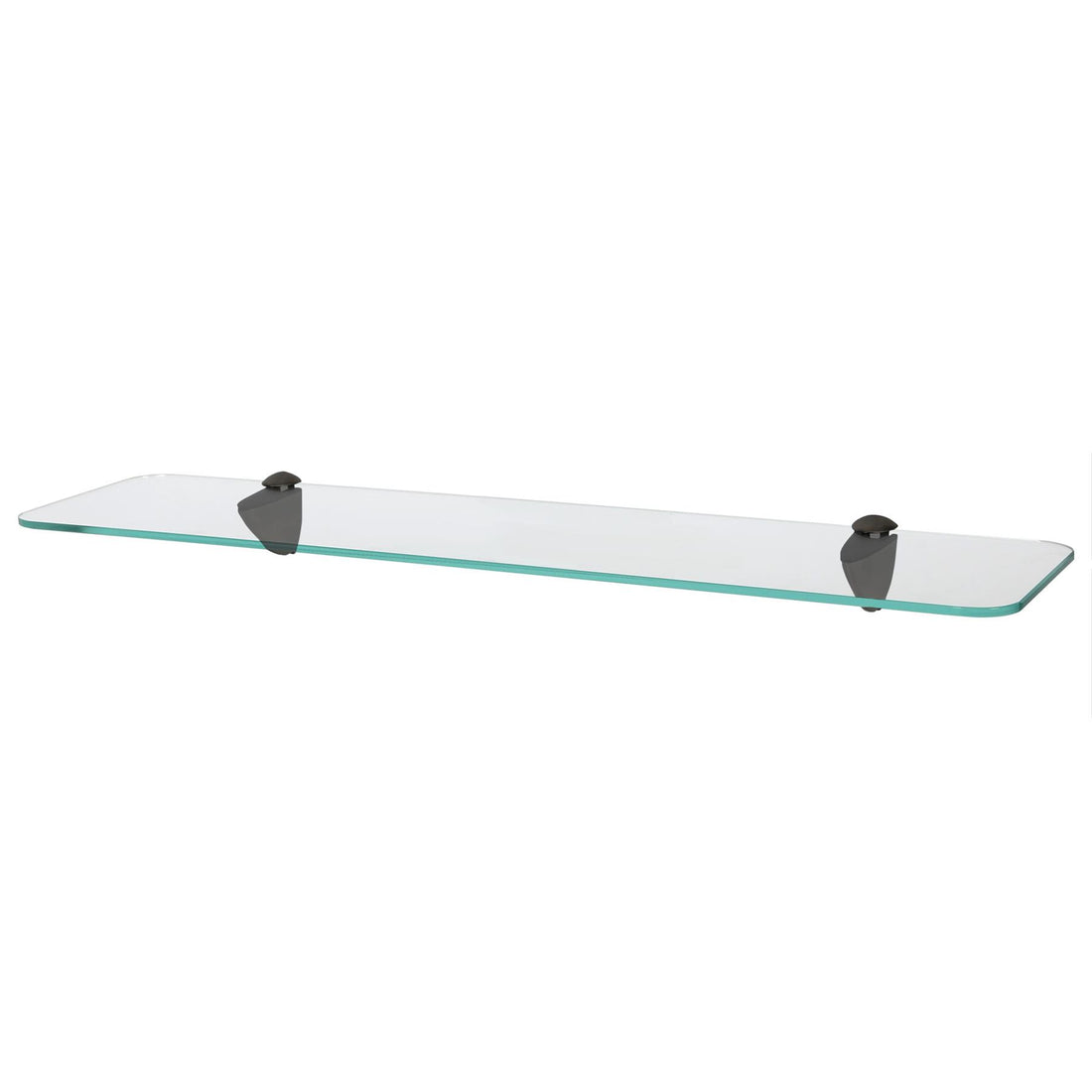 60cm Rounded Floating Glass Bathroom Shelf with Black Brackets