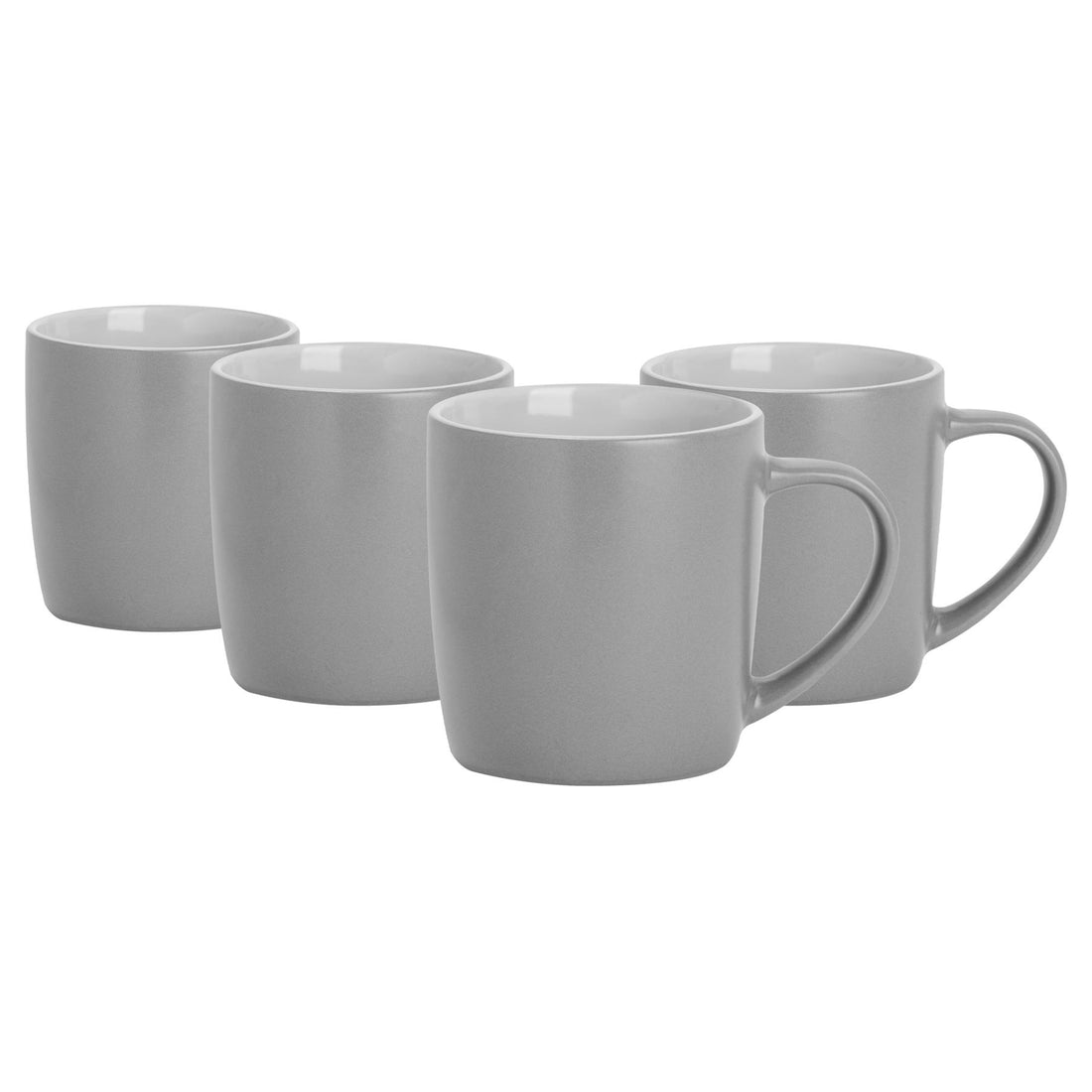 Grey 350ml Matte Stoneware Coffee Mugs - Pack of 4