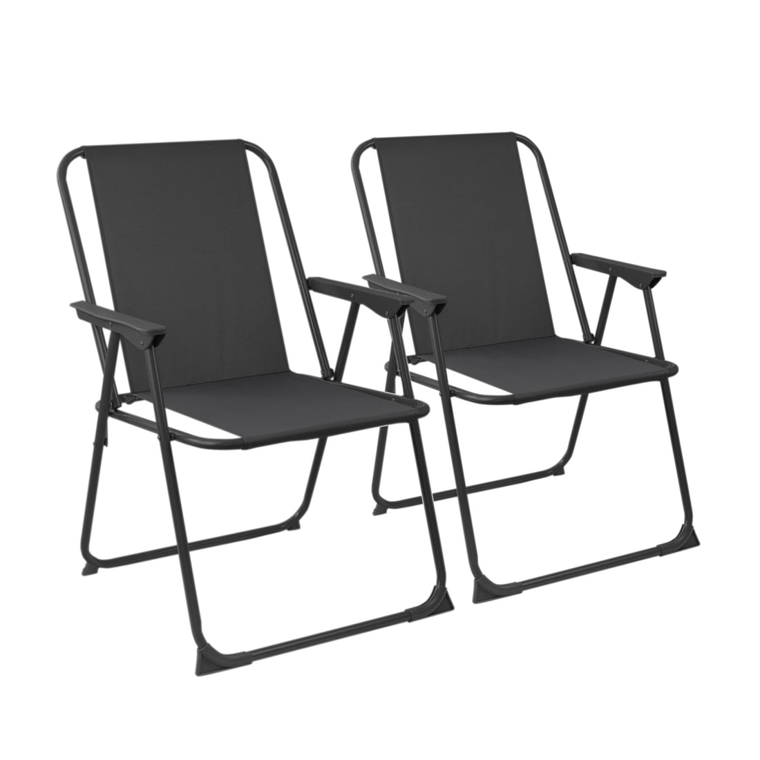 Black Folding Metal Beach Chairs - Pack of 2