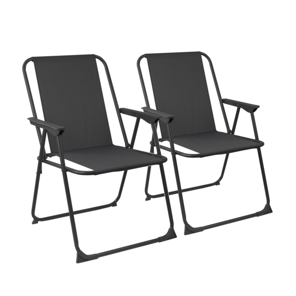 Black Folding Metal Beach Chairs - Pack of 2