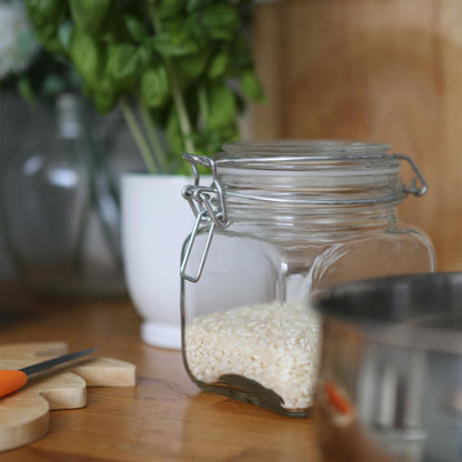 760ml Square Glass Jar with Clip-Top Lid