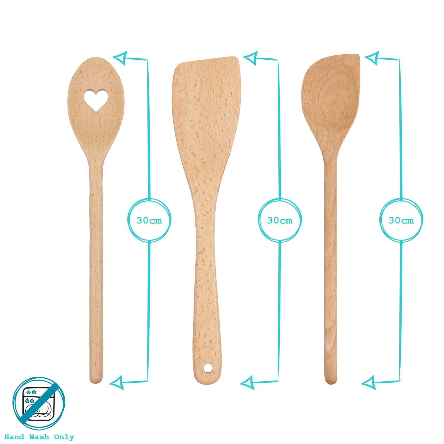 6pc Wooden Cooking Spoon Set - 20-35cm