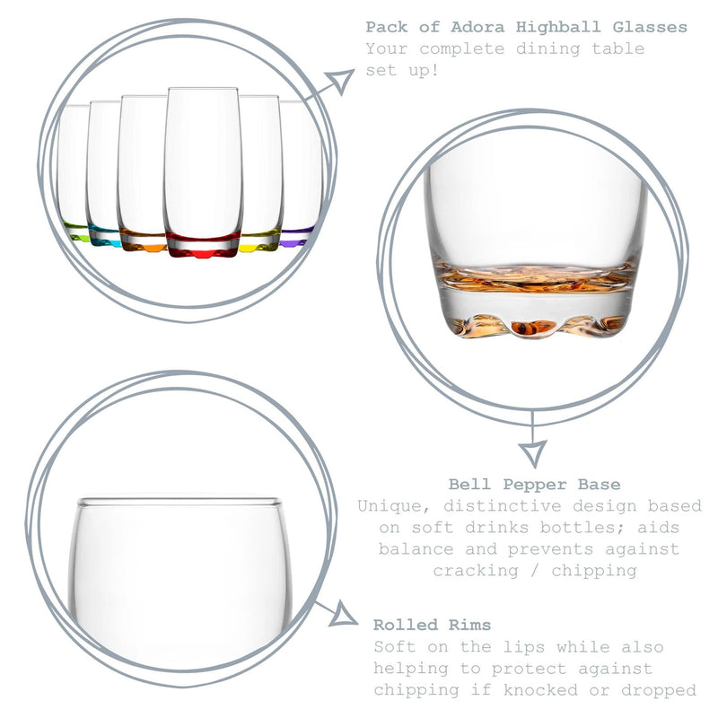 390ml Adora Highball Glasses - Pack of 6 - By LAV