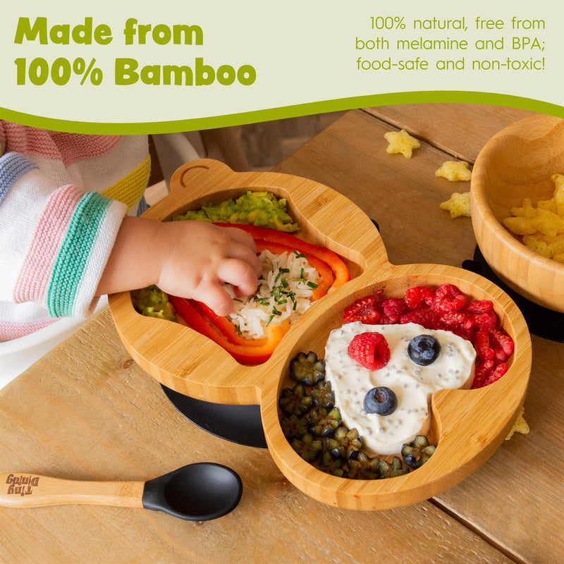 Bamboo Penguin Baby Feeding Plate with Suction Cup - By Tiny Dining