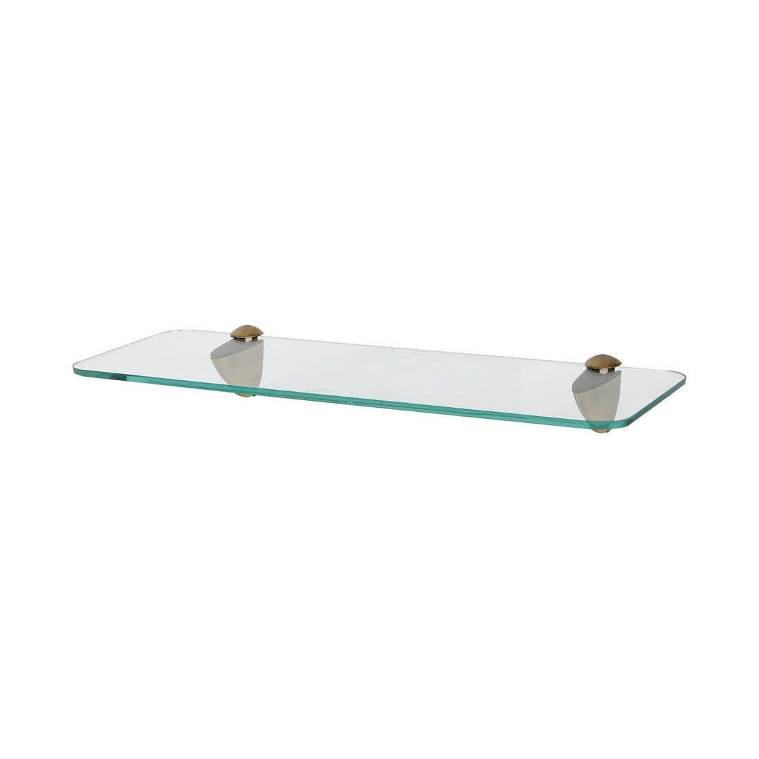 40cm Rounded Floating Glass Bathroom Shelf with Gold Brackets