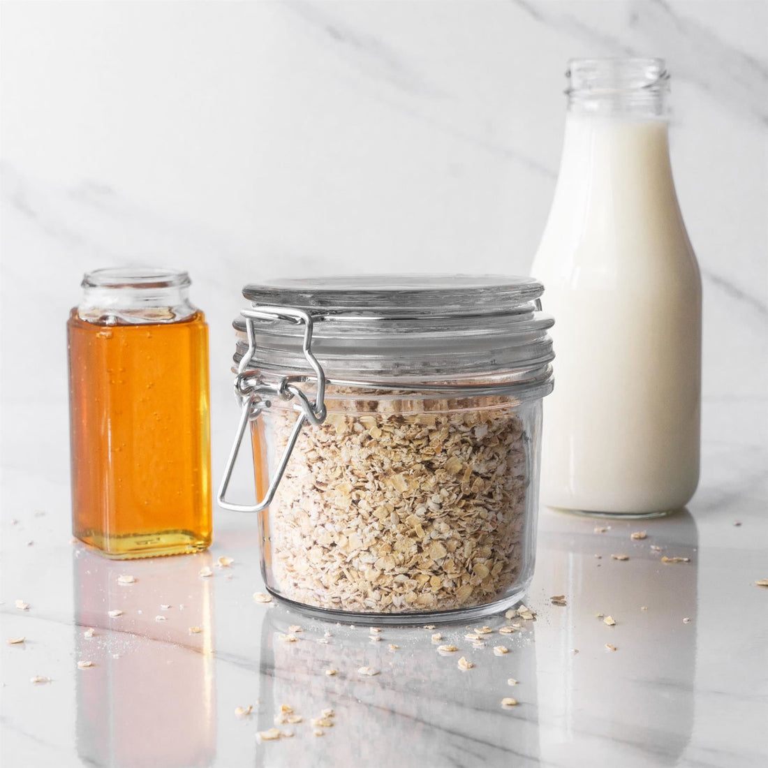 350ml Classic Clip-Top Glass Storage Jars with White Seals - Pack of 3