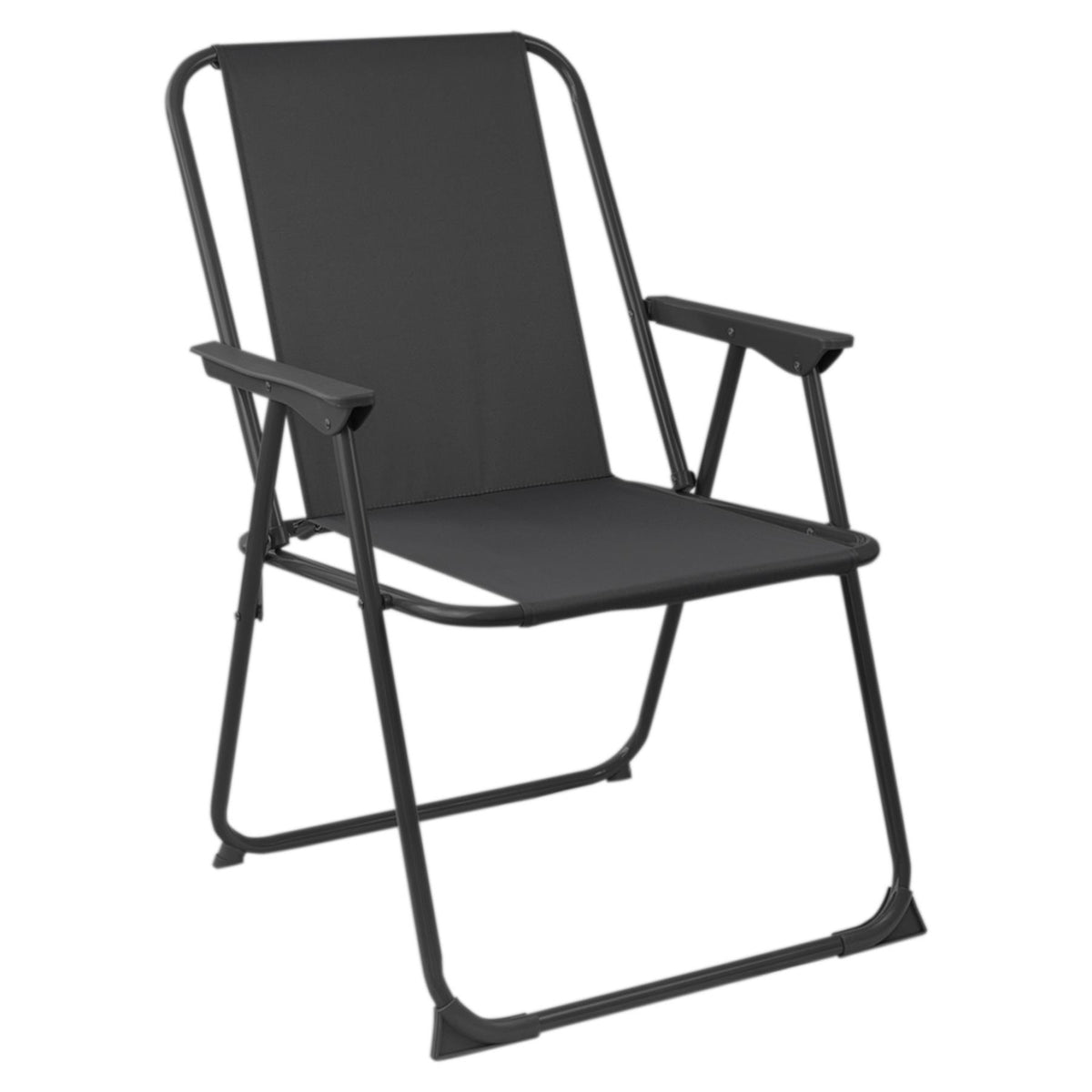 Black Folding Metal Beach Chairs - Pack of 2