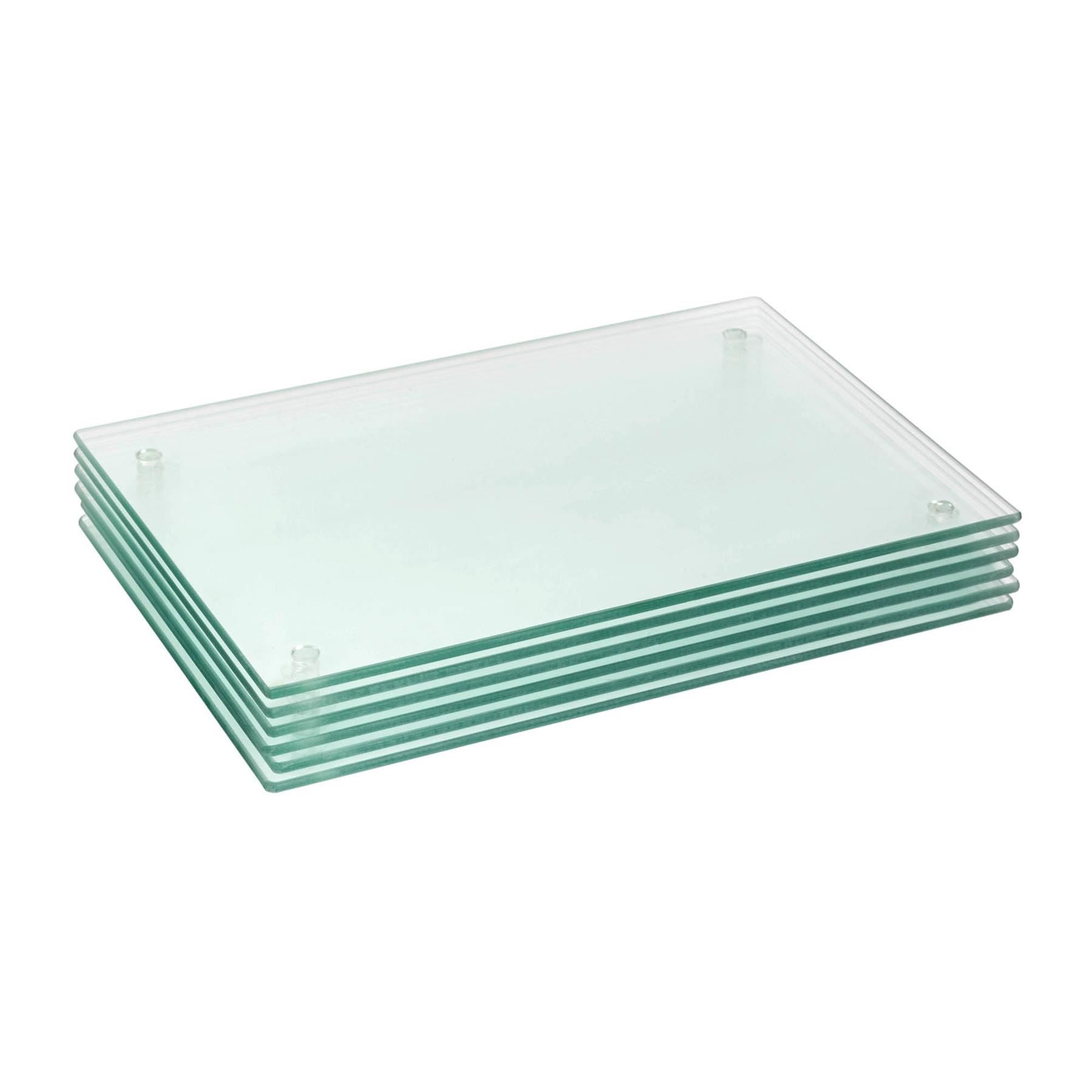 Rectangle Glass Placemats - 30cm x 20cm - Clear - Pack of 6 - By Harbour Housewares