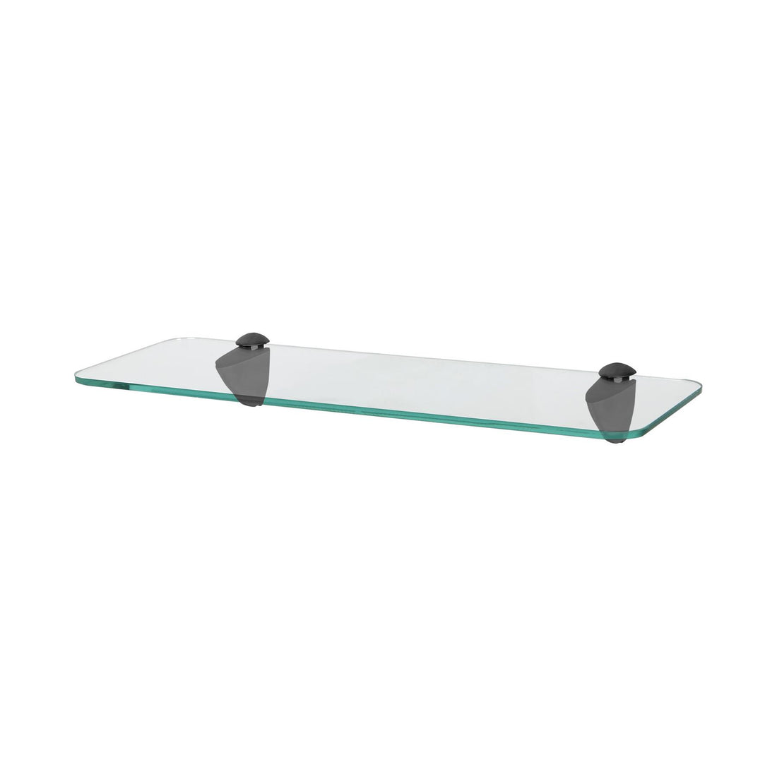 40cm Rounded Floating Glass Bathroom Shelf with Black Brackets