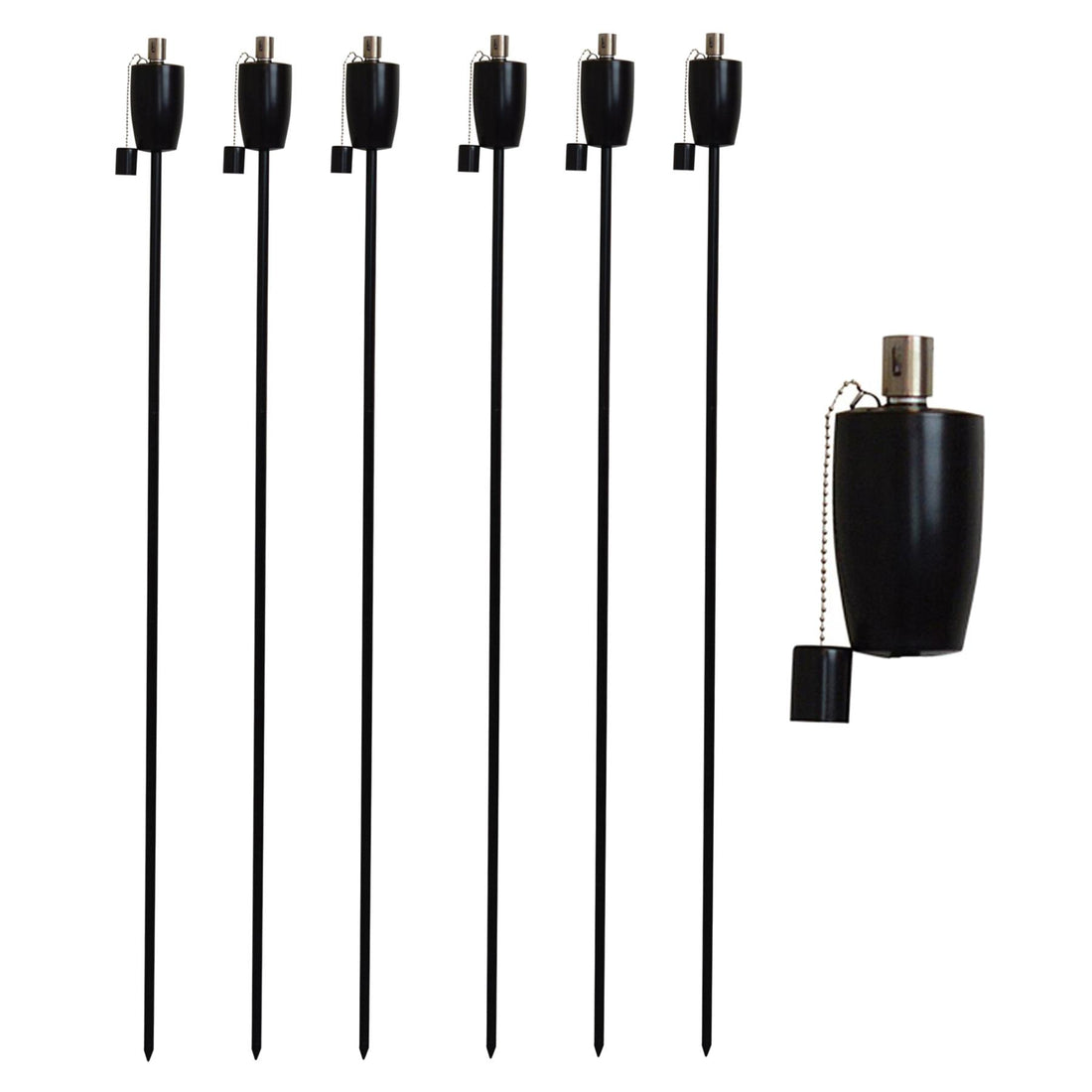 Black 1.46m Barrel Metal Garden Fire Torches - Pack of 6