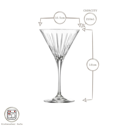 210ml Timeless Crystal Martini Glasses - Pack of 6