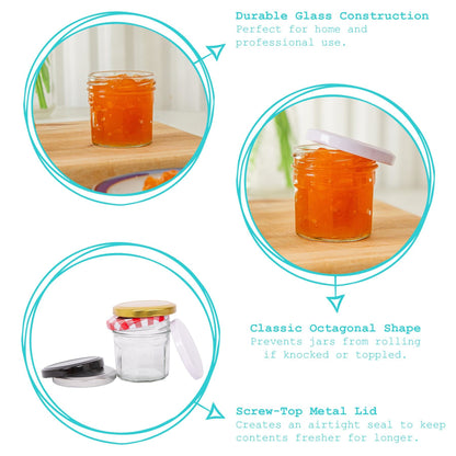 90ml Glass Jam Jars with Lids - Pack of 6