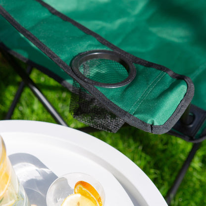 Folding Green Canvas Camping Chairs - Pack of 2