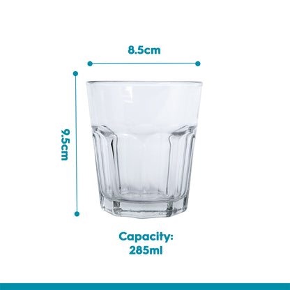 285ml Panelled Glass Tumblers - Pack of 6