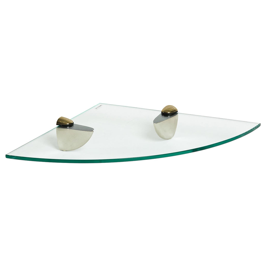 30cm Floating Glass Bathroom Corner Shelf with Gold Brackets
