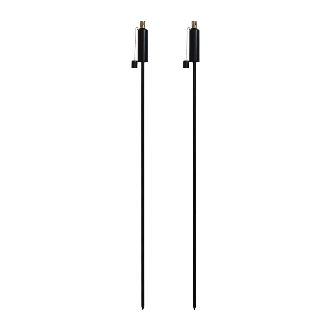 Black 1.46m Round Metal Garden Fire Torches - Pack of 2