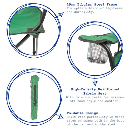 Folding Green Canvas Camping Chairs - Pack of 2