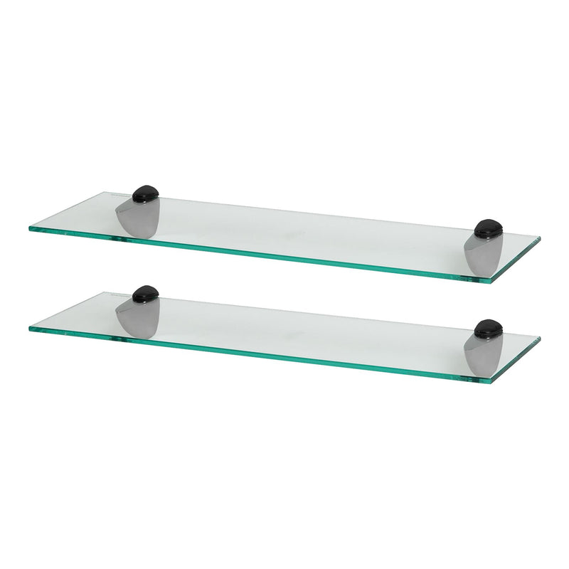 Floating Glass Bathroom Shelves - 60cm - Pack of 2 - By Harbour Housewares