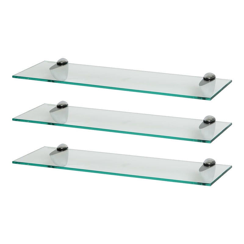 Floating Glass Bathroom Shelves - 60cm - Pack of 3 - By Harbour Housewares