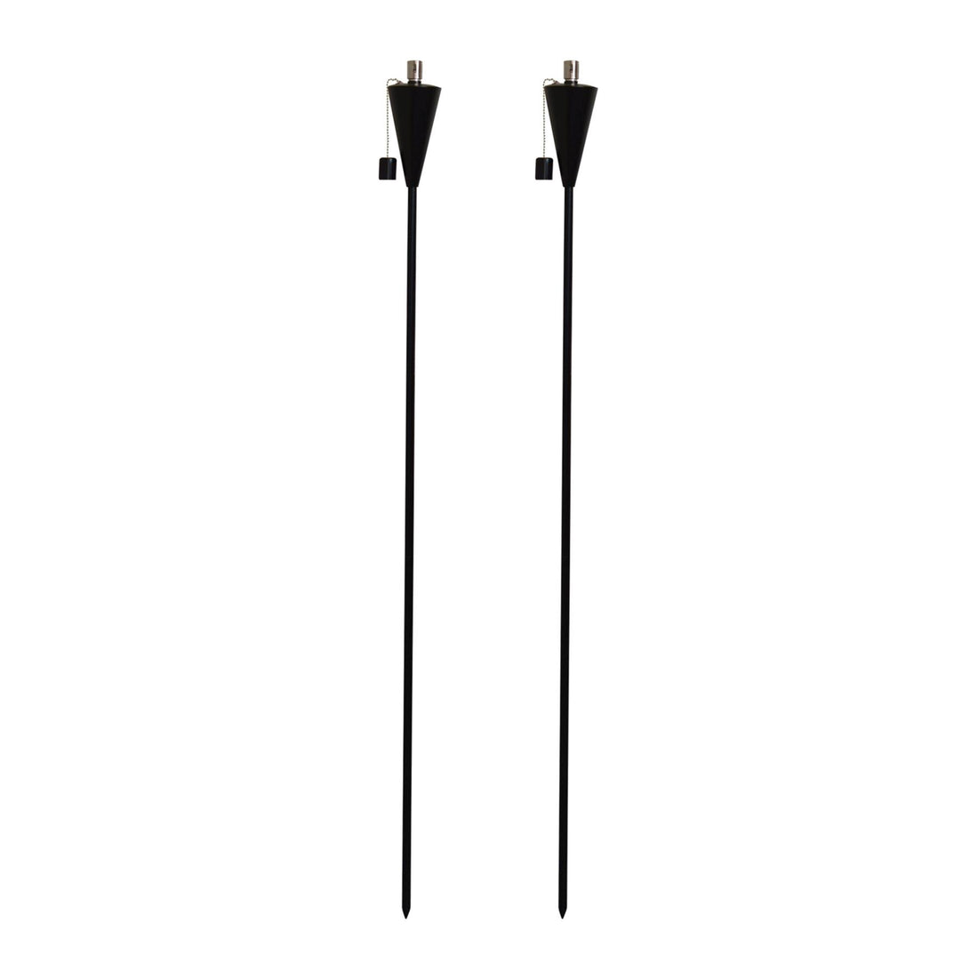 Black 1.46m Cone Metal Garden Fire Torches - Pack of 2